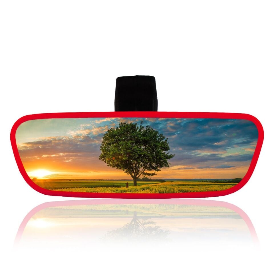 Universal Pırlanta Şahin Ayaklı-3 İç Dikiz Aynası 171x56 mm Kırmızı
